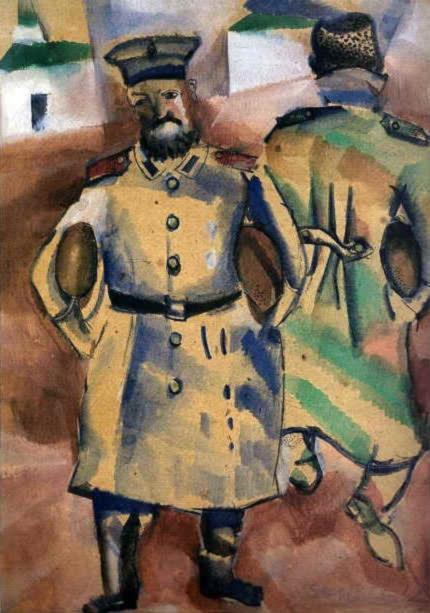 Soldaten mit Brot Aquarell und Gouache auf Karton Zeitgenosse Marc Chagall Ölgemälde